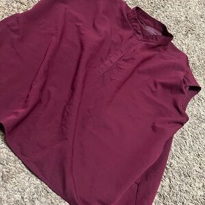 Figs Men's Deep Red Casual Button Down Shirt